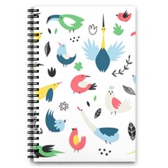 Vector Set Isolates With Cute Birds Scandinavian Style 5 5  X 8 5  Notebook by Vaneshart