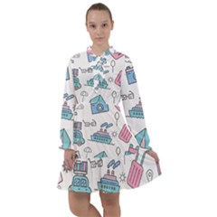 Transportation Seamless Pattern All Frills Chiffon Dress by Vaneshart