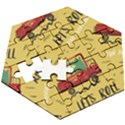 Childish Seamless Pattern With Dino Driver Wooden Puzzle Hexagon View3