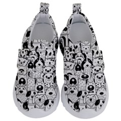 Seamless Pattern With Black White Doodle Dogs Kids  Velcro No Lace Shoes by Vaneshart