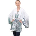 Multicolor Graphic Botanical Print Long Sleeve Velvet Kimono  View1