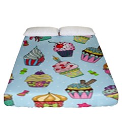 Cupcake Doodle Pattern Fitted Sheet (king Size) by Sobalvarro