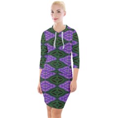 Digital Grapes Quarter Sleeve Hood Bodycon Dress by Sparkle