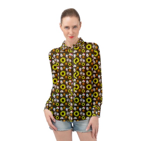 Hawaii Ghost Brown Long Sleeve Chiffon Shirt by snowwhitegirl