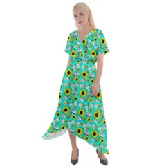 Hawaii Ghost Aqua Cross Front Sharkbite Hem Maxi Dress by snowwhitegirl