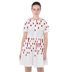 Red And White Matrix Patterned Design Sailor Dress by dflcprintsclothing