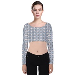 Digital Stars Velvet Long Sleeve Crop Top by Sparkle