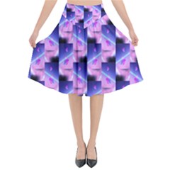 Digital Waves Flared Midi Skirt by Sparkle