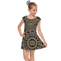 Hamsa Hand Drawn Symbol With Flower Decorative Pattern Kids  Cap Sleeve Dress by Wegoenart