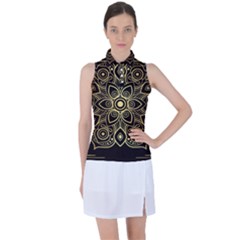 Luxury Golden Mandala Background Women s Sleeveless Polo Tee by Wegoenart