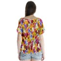 Fantasy Garden Yellow V-Neck Flutter Sleeve Top View2