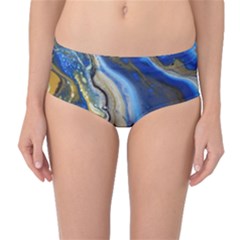 Peinture Acrylique Bleu Mid-waist Bikini Bottoms by kcreatif