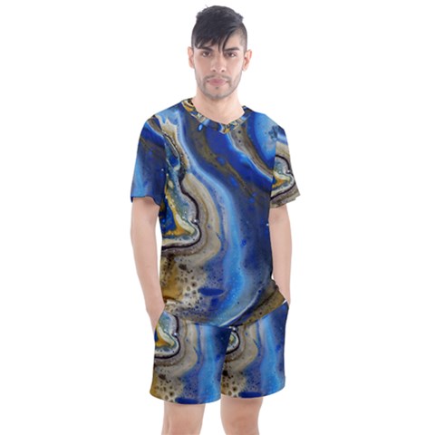 Peinture Acrylique Bleu Men s Mesh Tee And Shorts Set by kcreatif