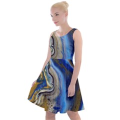 Peinture Acrylique Bleu Knee Length Skater Dress by kcreatif