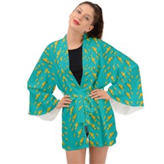 Sakura In Yellow And Colors From The Sea Long Sleeve Kimono by pepitasart