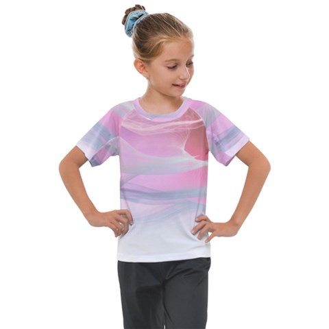 Pink Fractal Kids  Mesh Piece Tee by Sparkle