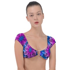 Fractal Flower Cap Sleeve Ring Bikini Top by Sparkle