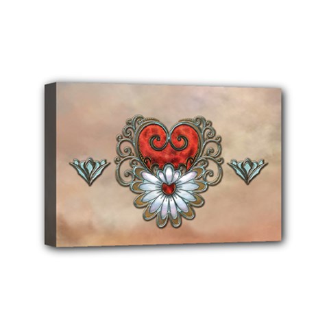 Wonderful Elegant Heart Mini Canvas 6  X 4  (stretched) by FantasyWorld7