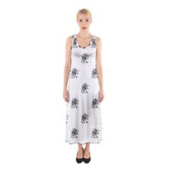 Stylized Black And White Floral Print Sleeveless Maxi Dress by dflcprintsclothing