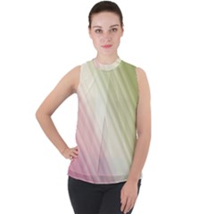 Pink Green Mock Neck Chiffon Sleeveless Top by Sparkle