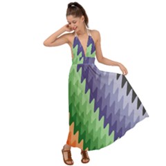 Zigzag Waves Backless Maxi Beach Dress by Sparkle