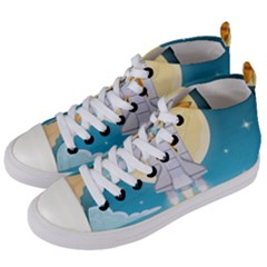 Space Exploration Illustration Women s Mid-top Canvas Sneakers by Vaneshart