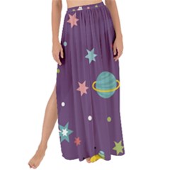 Space Travels Seamless Pattern Vector Cartoon Maxi Chiffon Tie-up Sarong by Vaneshart