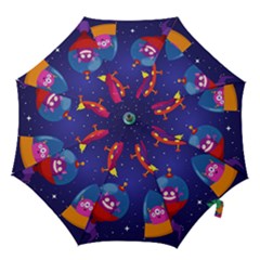 Cartoon Funny Aliens With Ufo Duck Starry Sky Set Hook Handle Umbrellas (small) by Vaneshart