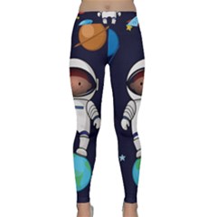 Boy Spaceman Space Rocket Ufo Planets Stars Classic Yoga Leggings by Vaneshart