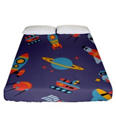 Space Seamless Pattern Fitted Sheet (california King Size) by Vaneshart