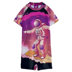 Astronaut Spacesuit Standing Surfboard Surfing Milky Way Stars Kids  Boyleg Half Suit Swimwear by Vaneshart