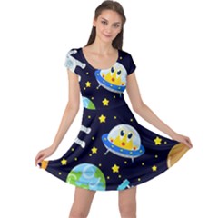 Space Seamless Pattern Cap Sleeve Dress by Vaneshart