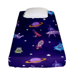 Space Seamless Pattern Fitted Sheet (single Size) by Vaneshart