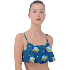 Seamless Pattern Ufo With Star Space Galaxy Background Frill Bikini Top by Vaneshart