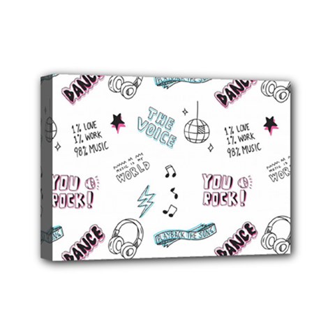 Music Themed Doodle Seamless Background Mini Canvas 7  X 5  (stretched) by Vaneshart