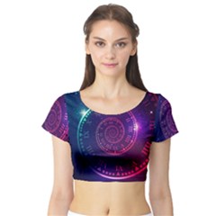 Time Machine Short Sleeve Crop Top by Vaneshart