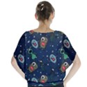 Monster Alien Pattern Seamless Background Batwing Chiffon Blouse View2