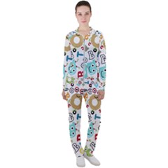 Seamless Pattern Vector With Funny Robots Cartoon Casual Jacket And Pants Set by Vaneshart