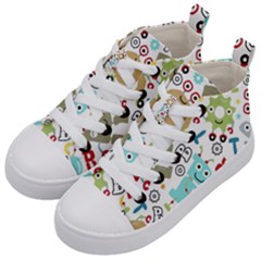 Seamless Pattern Vector With Funny Robots Cartoon Kids  Mid-top Canvas Sneakers by Vaneshart