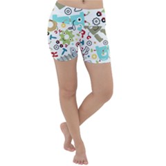 Seamless Pattern Vector With Funny Robots Cartoon Lightweight Velour Yoga Shorts by Vaneshart