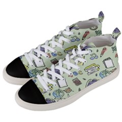 Hand Drawn Pattern School Men s Mid-top Canvas Sneakers by Vaneshart