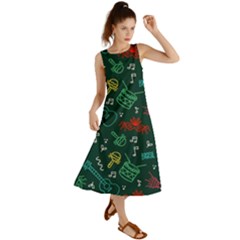 Guitars Musical Notes Seamless Carnival Pattern Summer Maxi Dress by Vaneshart