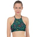 Guitars Musical Notes Seamless Carnival Pattern Racer Front Bikini Top View1