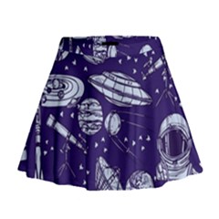 Space Sketch Seamless Pattern Mini Flare Skirt by Vaneshart