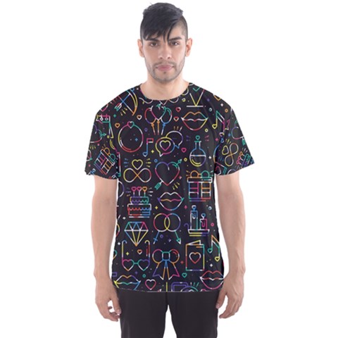 Seamless Pattern With Love Symbols Men s Sports Mesh Tee by Vaneshart