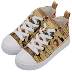 Egypt Horizontal Illustration Kids  Mid-top Canvas Sneakers by Vaneshart