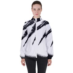 Black And White Tropical Moonscape Illustration Women s High Neck Windbreaker by dflcprintsclothing