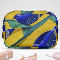 Brazil Flags Waving Background Make Up Pouch (small) by dflcprintsclothing