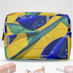 Brazil Flags Waving Background Make Up Pouch (medium) by dflcprintsclothing