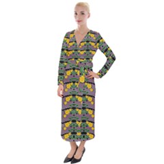 Plumeria And Frangipani Temple Flowers Ornate Velvet Maxi Wrap Dress by pepitasart